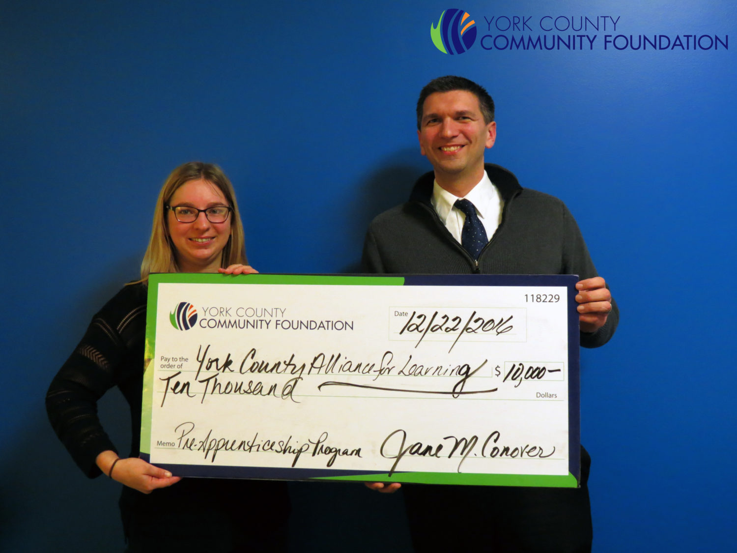 YORK COUNTY ALLIANCE FOR LEARNING RECEIVES $10,000 GRANT